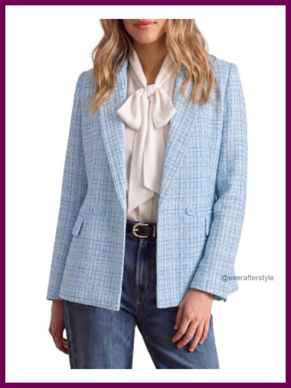 Tweed Blazer Double Breasted Suit Jacket Notched Lapel Business Casual